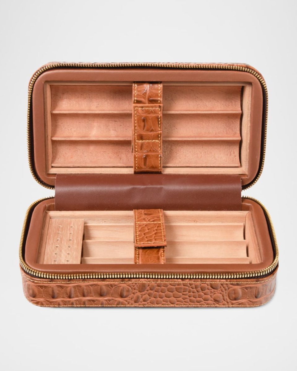 Dean Croco Leather Cigar Travel Humidor Case